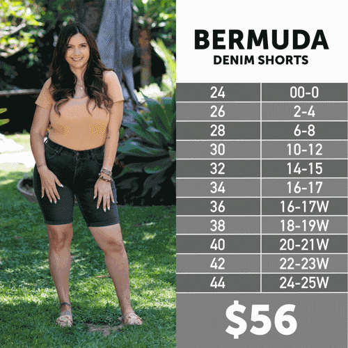 Denim Bermuda Shorts Size Chart